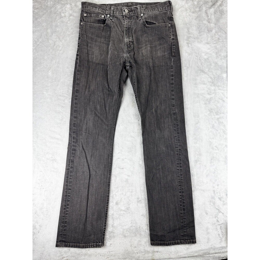 Levi 513 Mens Slim Straight Jeans 34x34 Black 34 Solid Denim Casual
